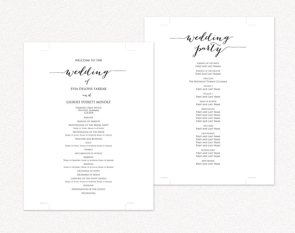 Programs for wedding ceremony